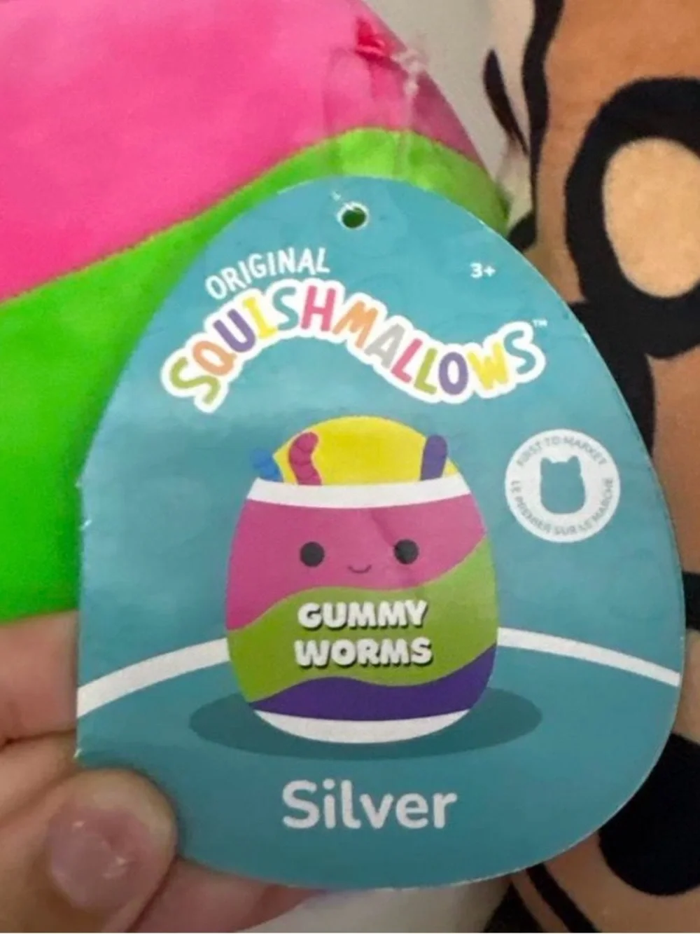Squishmallows Pink Green Purple Gummy Worms Plush Pillow